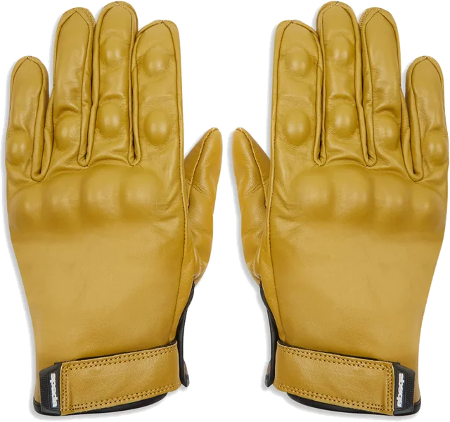 Spada Wyatt Tan Leather Motorcycle Gloves, Yellow