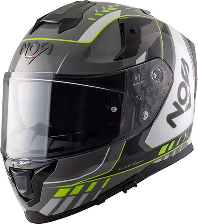 Nos NS-10 Helmet Mig Grey/White/Yellow Fluo Gloss