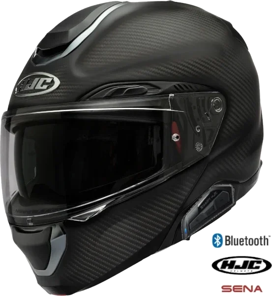 HJC RPHA 91 Bluetooth Helmet Matte Carbon Sena 50b Installed