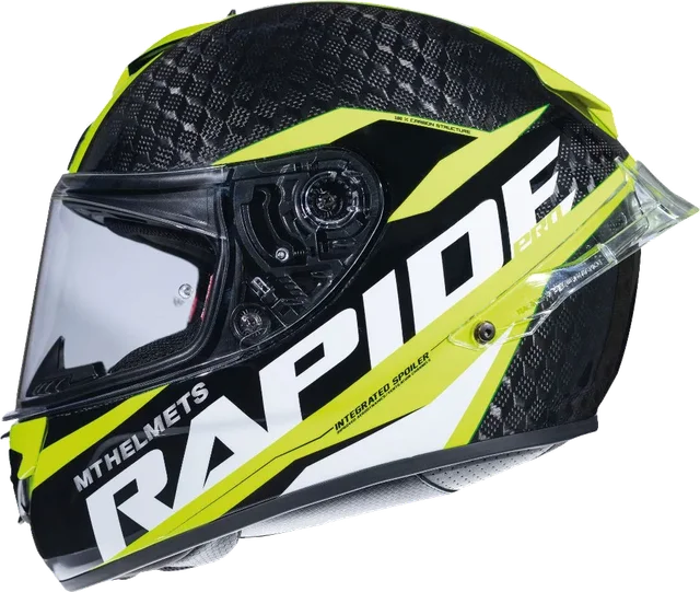 MT Helmets Rapide Pro Carbon Full Face Helmet, Gloss Fluor Yellow
