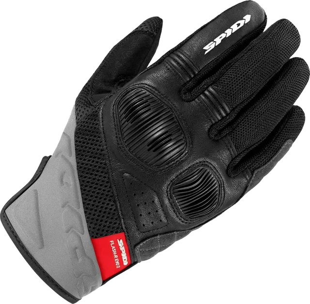 Spidi Flash-R Evo 2 Short Textile CE Gloves - Black / Grey / Red, Black / Fluo Yellow