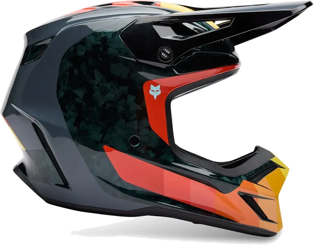 Fox Racing V3 Rs Grid Helmet CLOSEOUT, black orange
