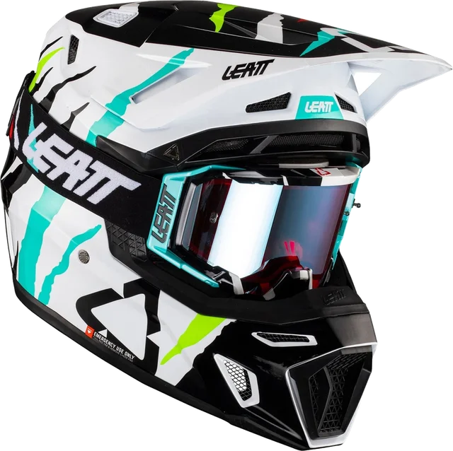Leatt 8.5 Tiger Motocross Helmet with Goggles, black/white/red/green