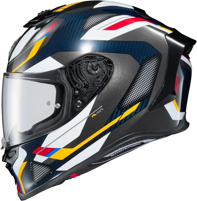 Scorpion EXO-R1 Air Carbon Hyperbolic Helmet, blue white red