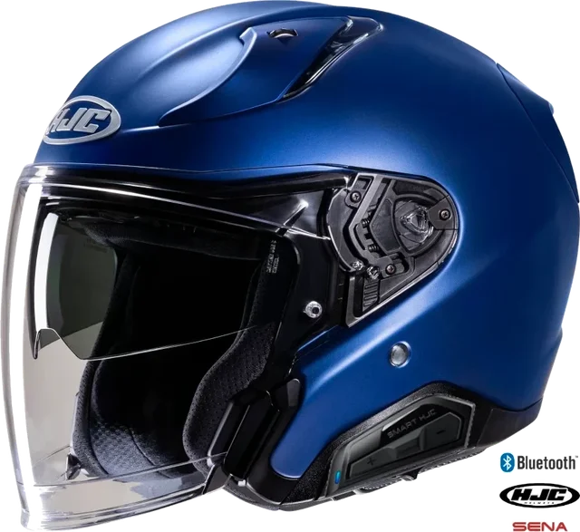 HJC RPHA 31 Open Face Bluetooth Helmet Metallic Blue 11b installed
