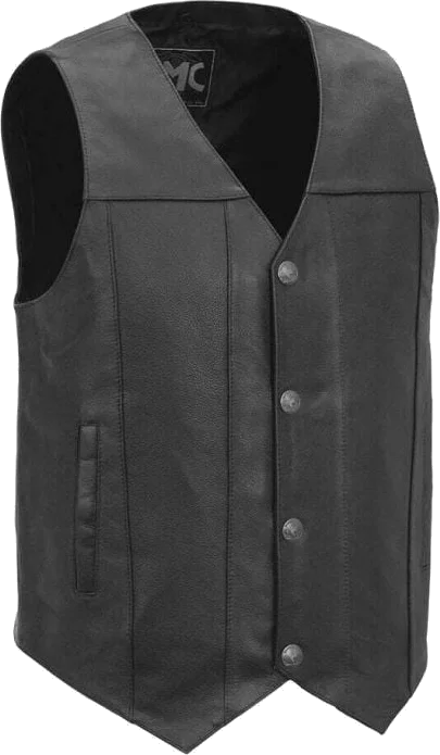 First Manufacturing Gun Runner Western Style Motorcycle Leather Vest, Black