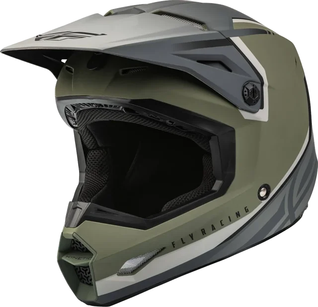 Fly Racing Youth Kinetic Vision Helmet, olive green grey