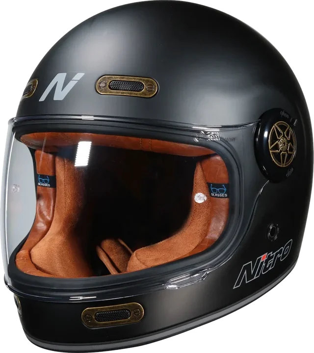 Nitro N535 Retro Helmet Satin Black, Satin Black