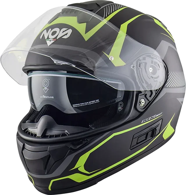 Nos NS-7F Helmet Douglas Black/Grey/Yellow Fluo Matt