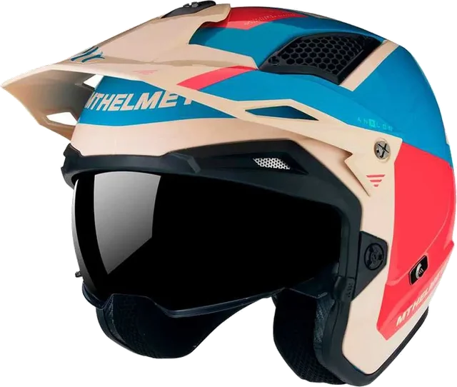 MT Helmets District SV S Analog Open Face Helmet, Glossy Blue / Orange