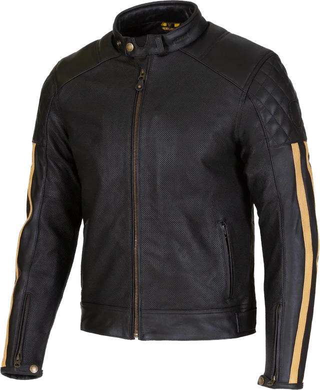 Merlin Icon D3O Leather Jacket - Black/Gold, black/gold