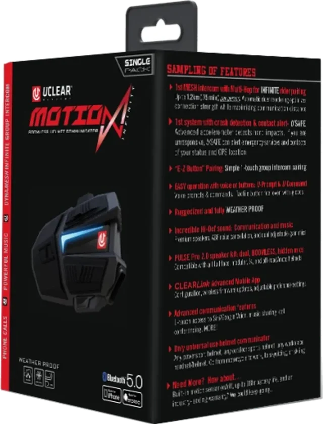 UClear Motion Infinity Communication Head Set Accessories, black single