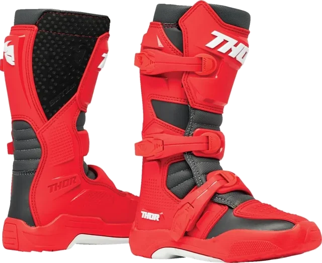 Thor Blitz XR Youth Boots Red / Charcoal, Grey / Charcoal