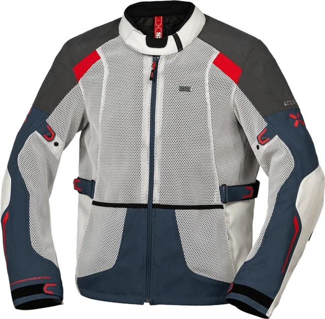 IXS Tourster-Big Air 1.0 Mesh Grey Blue Red Sand Textile Motorcycle Jacket, Grey Blue Red Sand