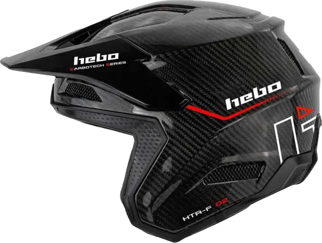 Hebo Htr C02 Zone Race K3 Carbon Open Face Helmet, Black