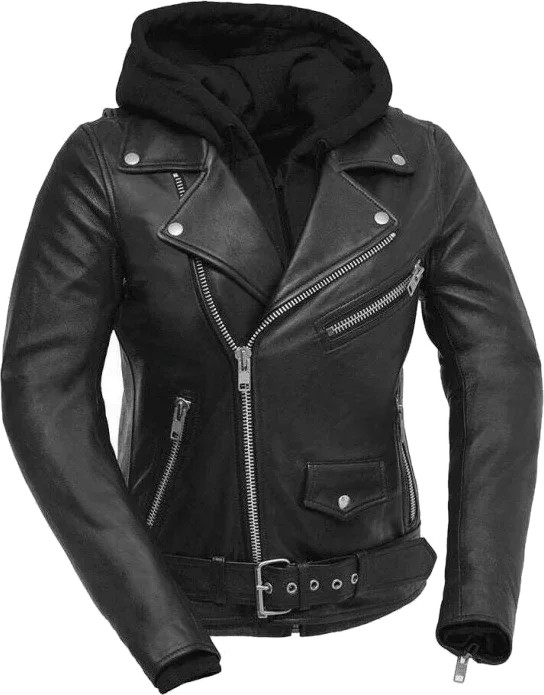 First Manufacturing Womens Ryman Motorcycle Leather Jacket, Black