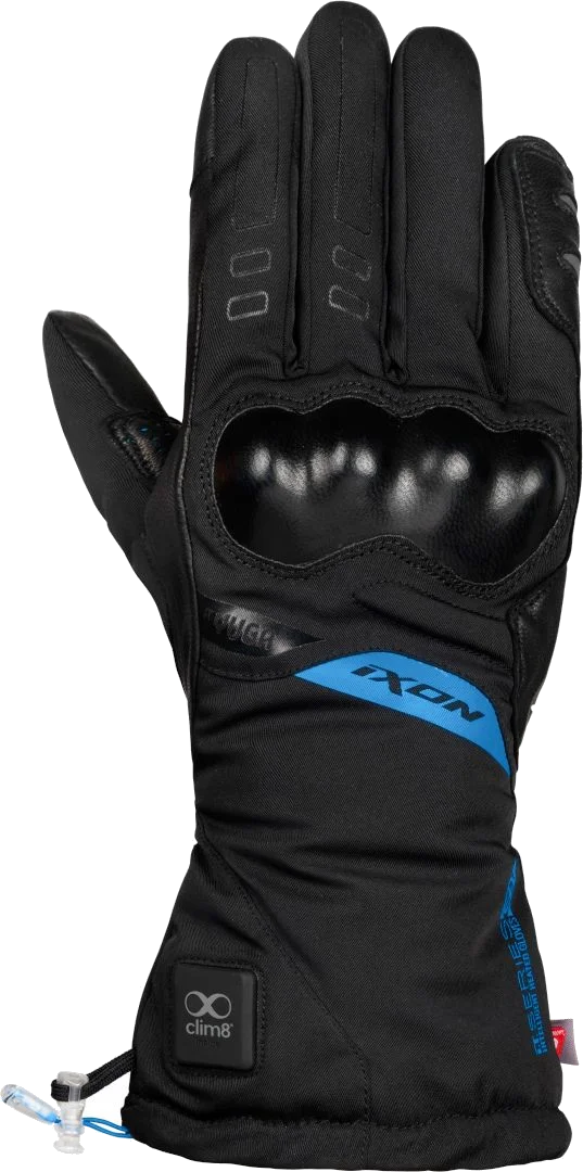 Ixon IT-Yuga Lady Black Blue Heated Motorcycle Gloves, Black Blue