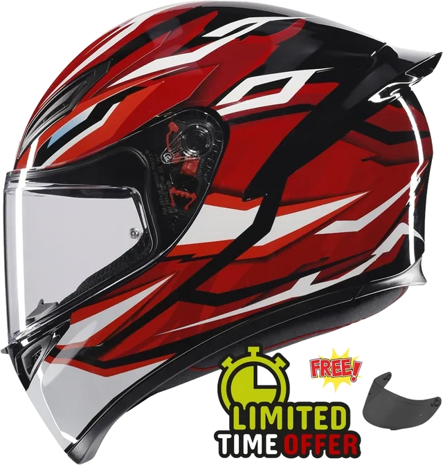 AGV K1-S - Lion Black / Red / White - Free Dark Visor