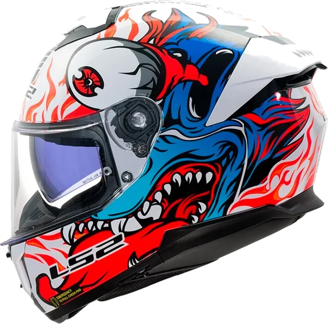 LS2 Stream II Helmet Inferno White/Blue/Red Gloss