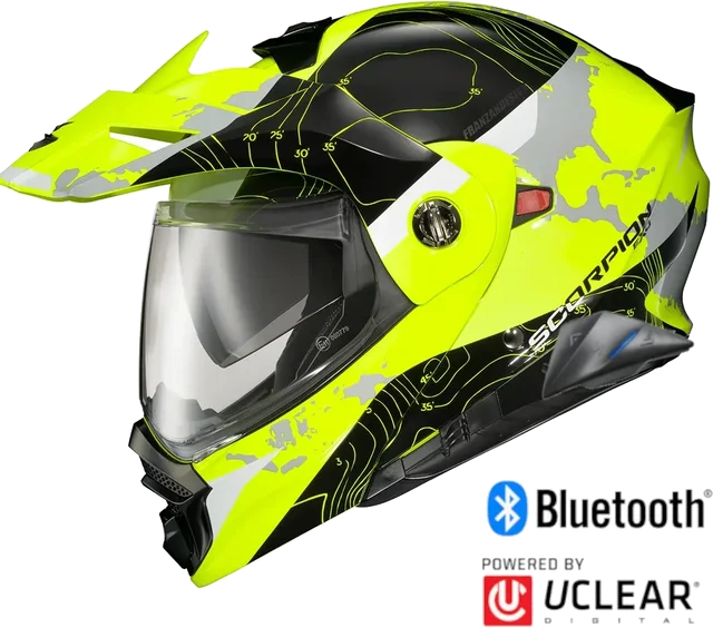 Scorpion EXO-AT960 Bluetooth Helmet Topographic Hi Vis EXO-Com Kit