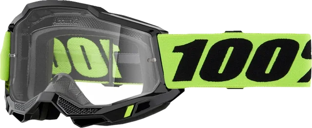 100% Accuri 2 OTG Clear Motocross Goggles, green/black