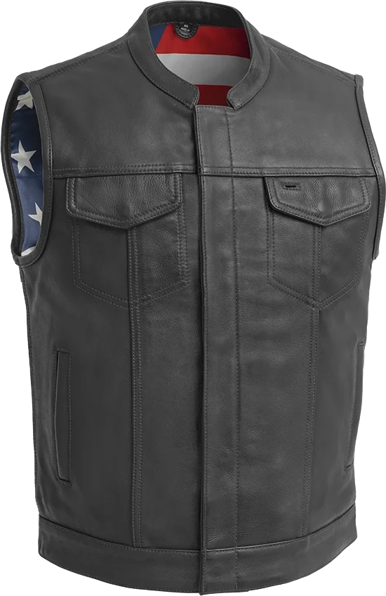 First Manufacturing Born Free USA Vest, Black Stitching - American Flag