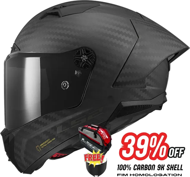 LS2 FF805 Thunder Carbon GP Pro FIM - Matt Black (Includes Additional Dark Visor)