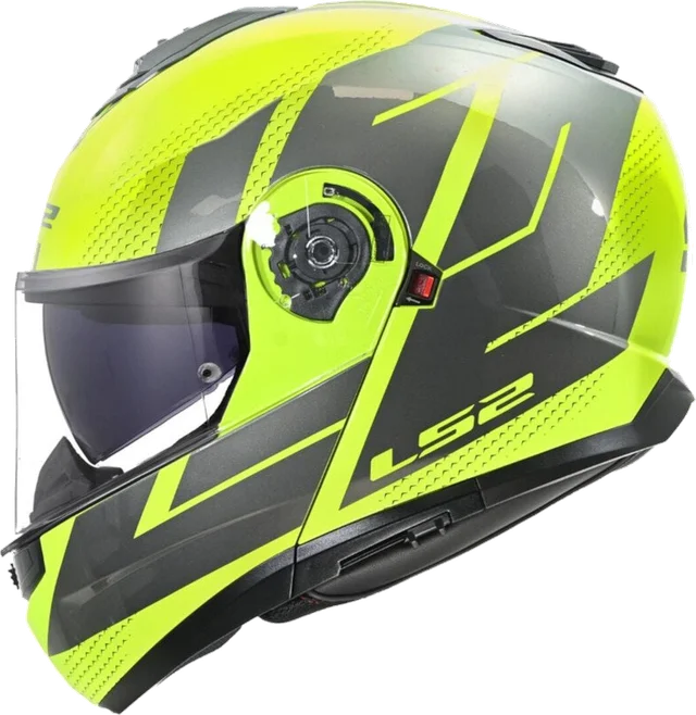 LS2 FF908 Strobe II Code H-Vis Yellow Grey 06 Modular Helmet, Yellow Grey