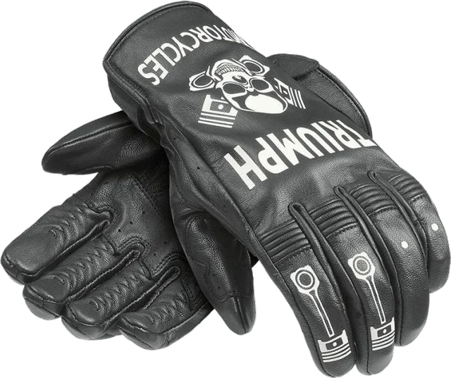 Triumph Piston Leather Gloves, Black