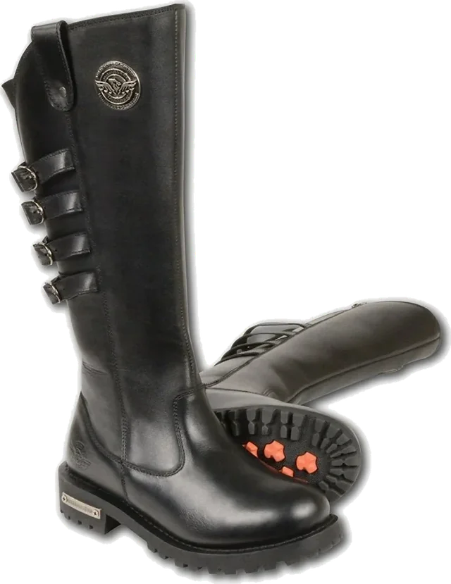 Milwaukee Leather MBL 9345 Women's Tall Boots with Buckle Detail