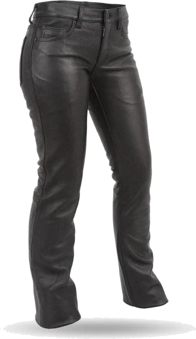 First Manufacturing Womens Alexis Motorcycle Leather Pants, Black