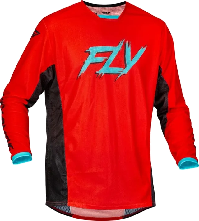 Fly Racing Kinetic Mesh Rave Red Black Mint Jersey - No Shipping to CA or NY, Red/Black/Mint