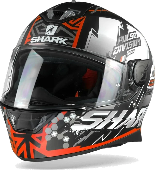Shark Skwal 2 Noxxys Matt Black Red Silver KRS Full Face Helmet, Matt Black Red Silver