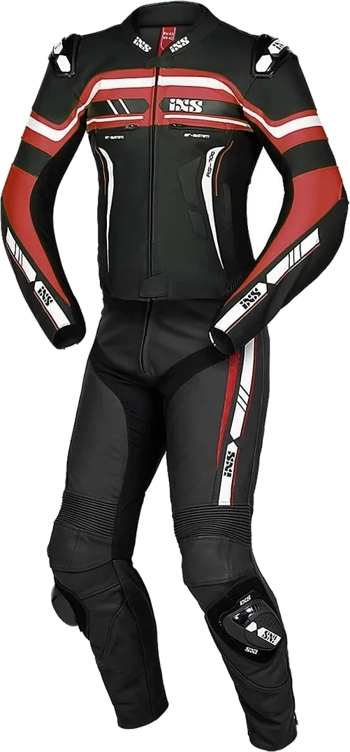 IXS Sport RS-700 2.0 Two Piece Motorcycle Leather Suit, black/red/white