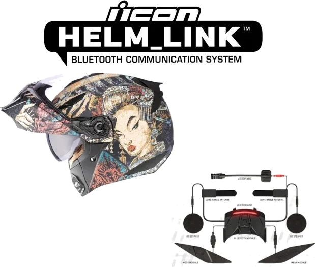Icon Threshold Bluetooth Helmet Odokuro Black HelmLink