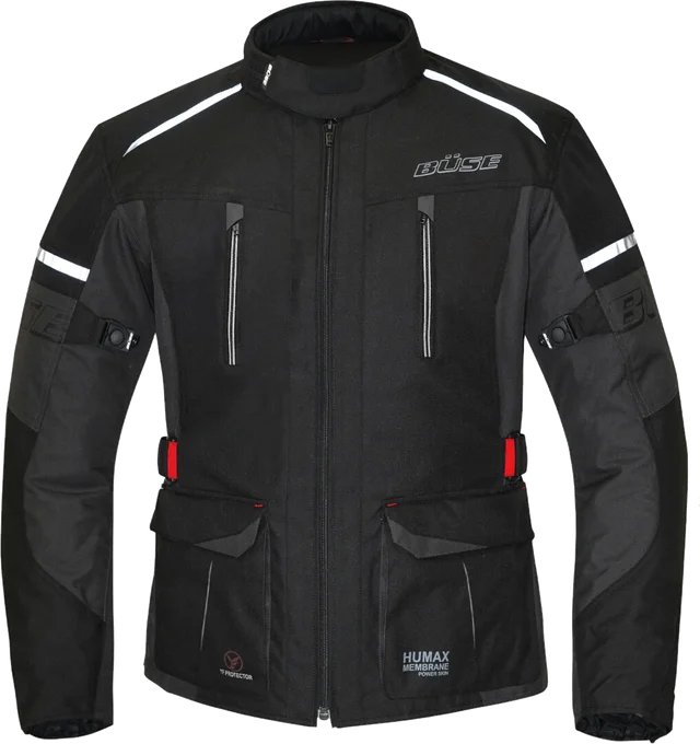 Büse Rider Black Waterproof Textile Jacket, black
