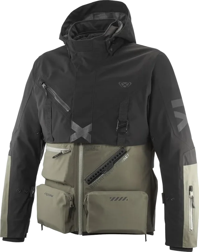 Ixon Etna Waterproof Motorcycle Textile Jacket, Khaki/Black