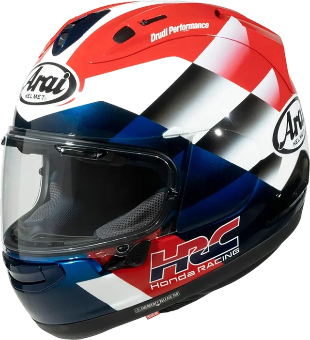 Arai Rx-7v Evo Hrc-sp Full Face Helmet, Red / Blue / White / Black