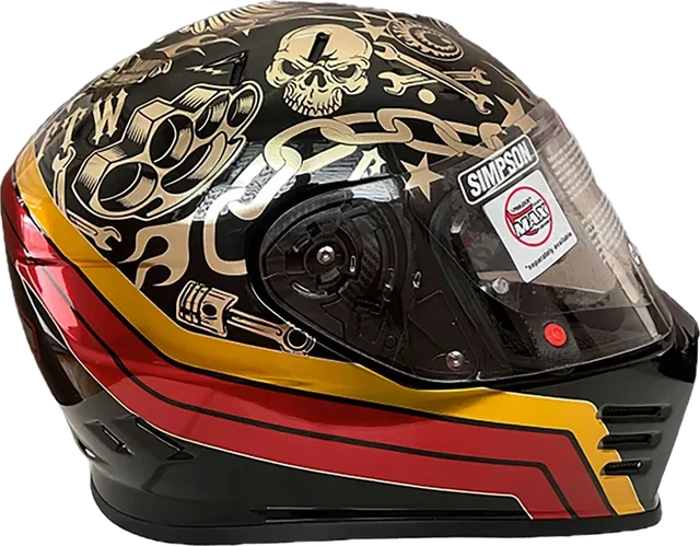 Simpson Venom Tattoo Helmet, Black / Gold / Red
