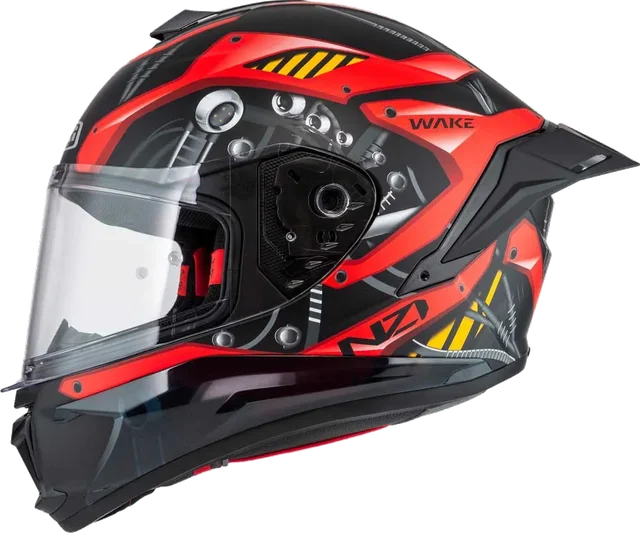 Nzi Wake Stream Booster Stripes Full Face Helmet, Black / White / Red