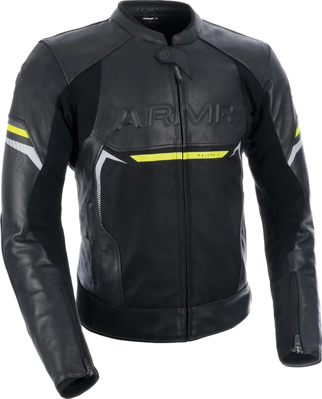 ARMR Raiden 3.0 Leather Jacket Black Fluo Yellow, Black / Red