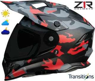 Z1R Range Dual Sport Helmet Camo Red Photochromic Shield