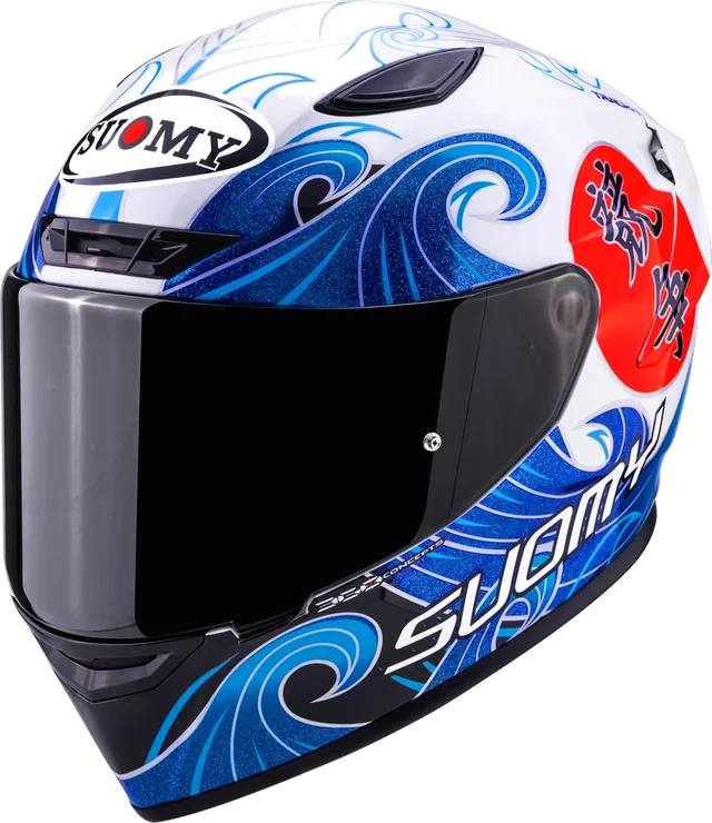 Suomy Track-1 Waves Helmet, White/Blue