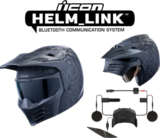 Icon Elsinore Bluetooth Helmet Darkgard Black HelmLink