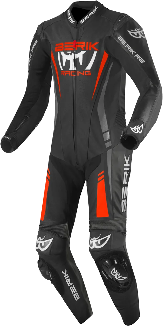 Berik Absolute GP Black Red Green 1PC Leather Motorcycle Suit, black/red
