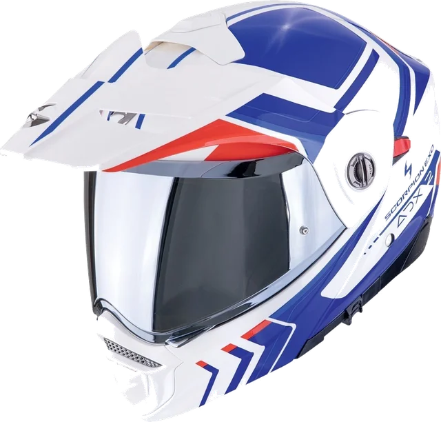 Scorpion ADX-2 Lews White Red Blue Modular Helmet, White Red Blue