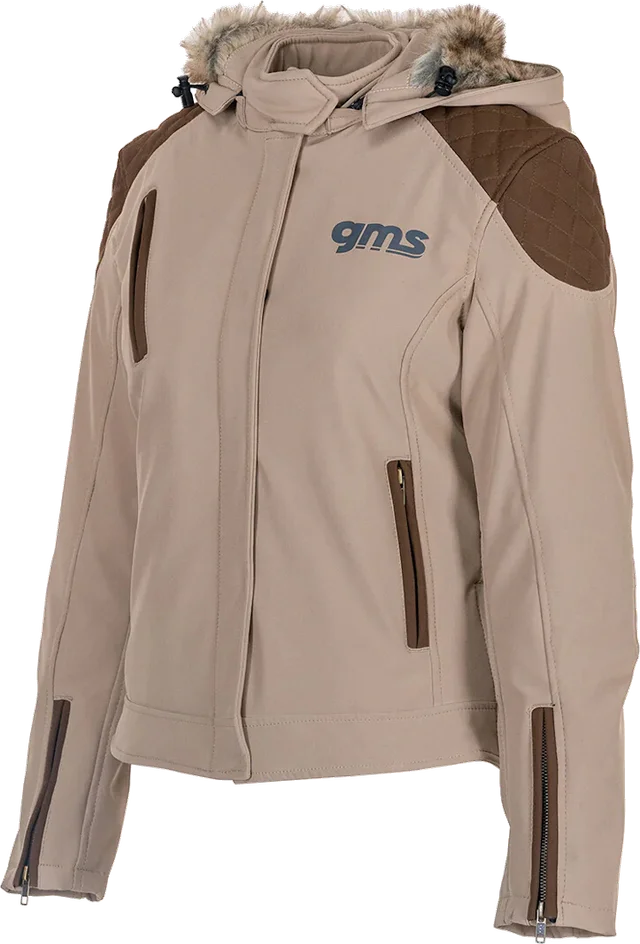 gms Luna Ladies Light Brown Motorcycle Softshell Jacket, black