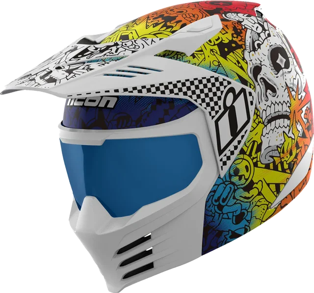 Icon Elsinore Doodle 3 Helmet CLOSEOUT, white