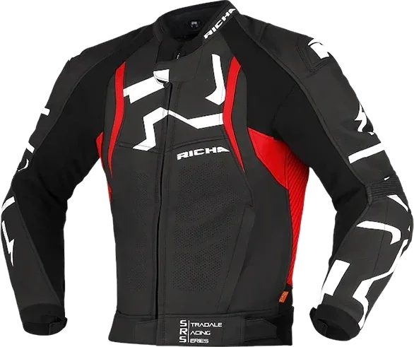 Richa Stradale Leather Sports Jacket - Black / Red, black red