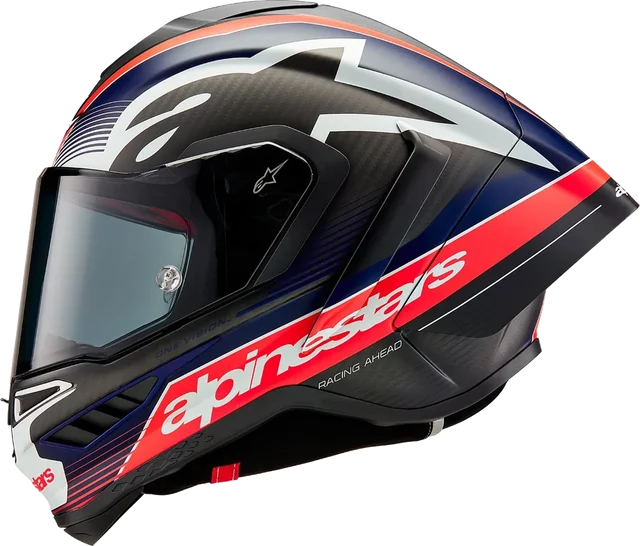 Alpinestars Supertech R10 - Team Black Carbon/Flo Red/Matt Blue - Includes Tinted Visor